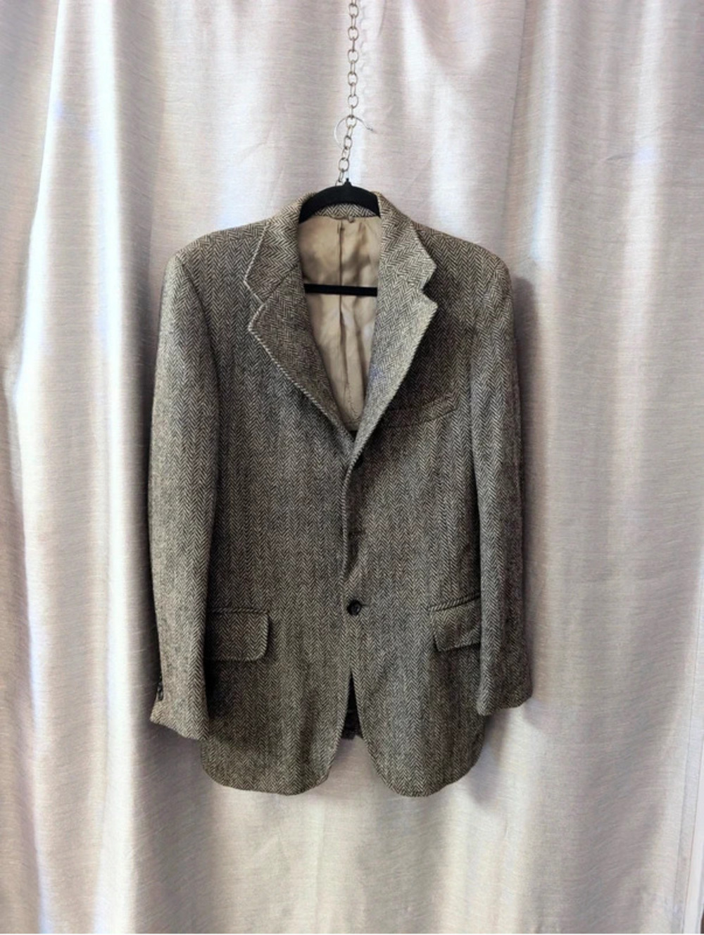 Vintage 80s Wool Harris Tweed Herringbone Blazer M